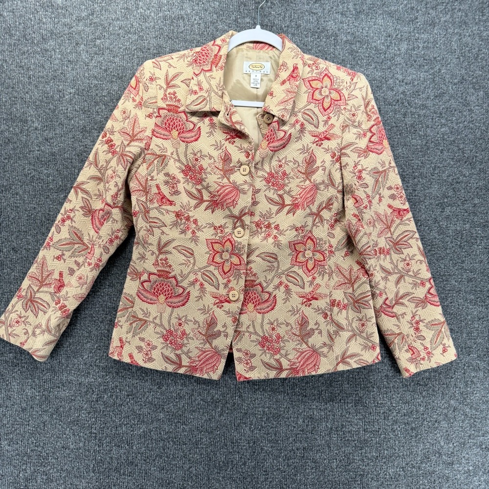 Talbots Petite Blazer Jacket Size 8p Silk Cotton Paisley Button Up Boho Western